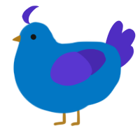 Twitter 4, a sapphire and indigo chicken