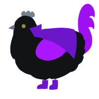 A black and amethyst chicken