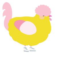 A yellow and rose chicken