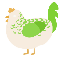 A cream and grass chicken with a half-lace pattern