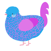 Simon, a sky and orchid chicken with a double-lace pattern