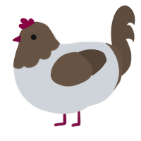 A mist and bark chicken with a head pattern