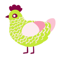 Lilypad, a lime and rose chicken with a lace pattern