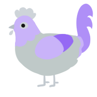 Misty, a silver and lilac chicken with a head pattern