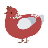 frosted cherry, a red and mist chicken with a neck-speckle pattern