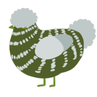 A olive and silver chicken with a bar pattern