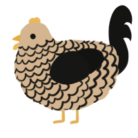 A beige and black chicken with a lace pattern
