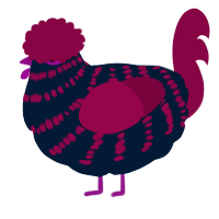 A tumblr and maroon chicken with a bar pattern