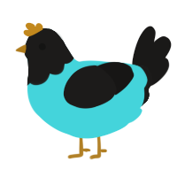 A aqua and sable chicken with a head pattern