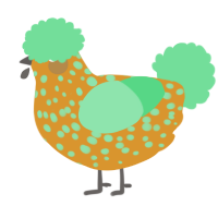 A orange and spring chicken with a speckle pattern