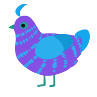 gobul, a blurple and sky chicken with a bar pattern