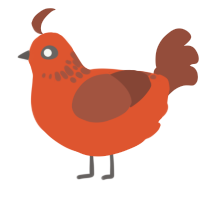 A vermilion and russet chicken with a neck-speckle pattern