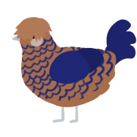 A brown and navy chicken with a lace pattern
