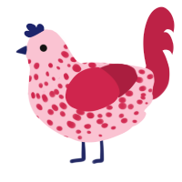 A rose and crimson chicken with a speckle pattern