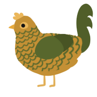 Samuel, a gold and olive chicken with a lace pattern