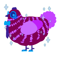 A wine and lavender chicken with a bar pattern