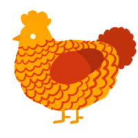 A orange and russet chicken with a lace pattern