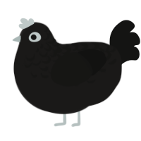 Crowley, a sable and black chicken with a half-lace pattern