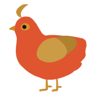 Alphabits, a vermilion and gold chicken