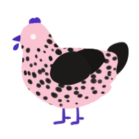 Kallo, a rose and sable chicken with a speckle pattern