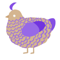 A beige and blurple chicken with a lace pattern