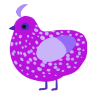 Hao, a amethyst and lilac chicken with a speckle pattern