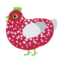 Sush Mroom, a crimson and mist chicken with a speckle pattern