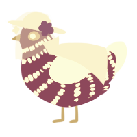 A plum and cream chicken with a bar pattern