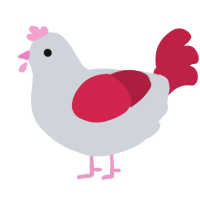 Ready Steady, a mist and crimson chicken