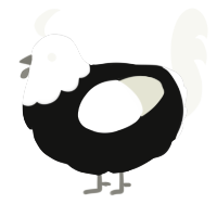 A black and white chicken with a head pattern