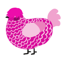 A fuchsia and pink chicken with a lace pattern