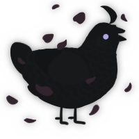 A black chicken with a lace pattern
