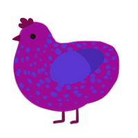 A plum and indigo chicken with a speckle pattern