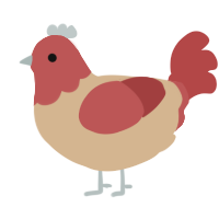 A beige and red chicken with a head pattern
