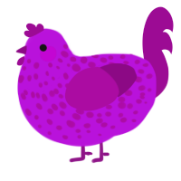 A amethyst and plum chicken with a speckle pattern