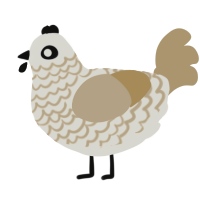 A white and honey chicken with a lace pattern