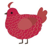 A crimson and red chicken with a lace pattern