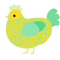 A yellow and spring chicken with a lace pattern