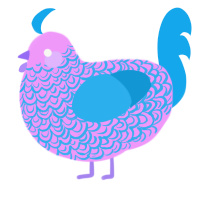 A lavender and sky chicken with a double-lace pattern