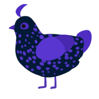 A tumblr and indigo chicken with a speckle pattern