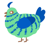 A spring and ultramarine chicken with a bar pattern