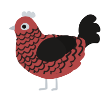 A red and sable chicken with a lace pattern