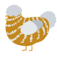 A ochre and mist chicken with a bar pattern