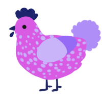 A orchid and lilac chicken with a speckle pattern