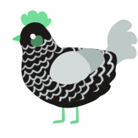 A sable and silver chicken with a lace pattern