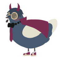 A beige and navy chicken