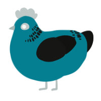 A sea and black chicken with a neck-band pattern