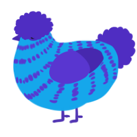 A sky and indigo chicken with a bar pattern
