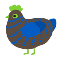 A bark and ultramarine chicken with a bar pattern