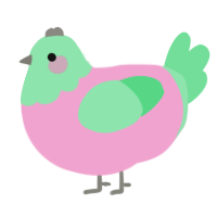 Gummy, a pink and spring chicken with a head pattern